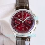 BLS Factory Swiss Replica Breitling Premier B25 Red Dial Leather Strap Watch 